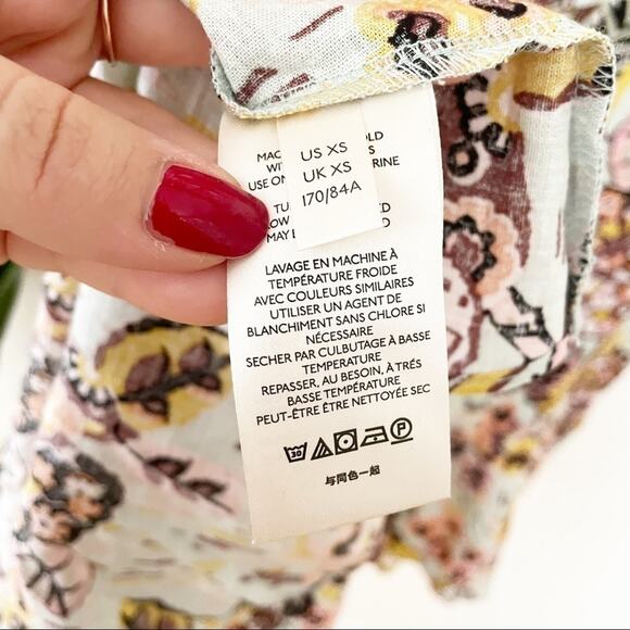 Free People NWT Botanical Floral Multicolor Summer in Tulum Tunic Size XS - Picture 7 of 9